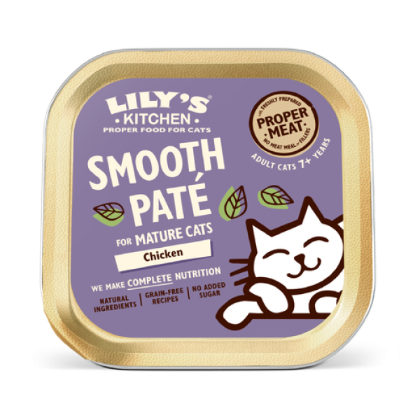 LILY'S KITCHEN Mature Cats Chicken Paté Grain Free Wet Cat Food Tray老貓雞肉無穀物專用餐盒 85gX6