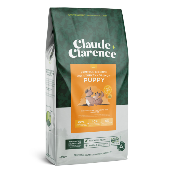 Claude + Clarence Grain Free Puppy Food - Free Run Chicken Turkey Salmon - 無穀物幼犬乾糧 - 放養雞肉火鷄三文魚 12kg