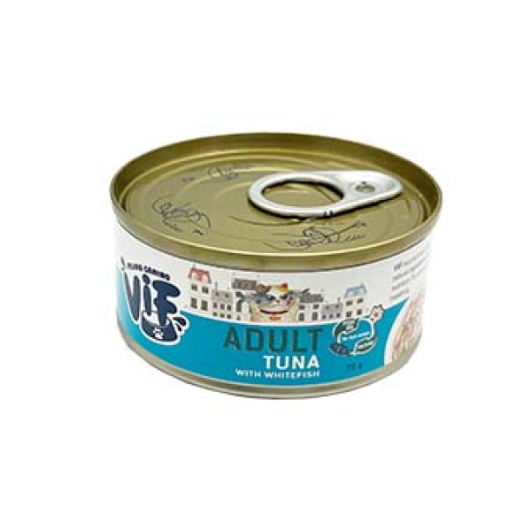 VIF Feline Adult Tuna with White Fish in Gravy 吞拿魚配白魚鮮味貓罐 75g X24