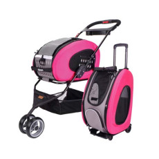 IBIYAYA 5-in-1 Combo EVA Pink Pet Carrier/Stroller (Luxury package)五彩繽紛寵物推車提包組-粉紅