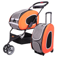 IBIYAYA 5-in-1 Combo EVA Orange Pet Carrier/Stroller (Luxury package)五彩繽紛寵物推車提包組-橙紅