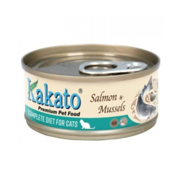 Kakato Salmon & Perna Mussels For Cats  三文魚、翡翠貽貝貓主食罐頭70g X48