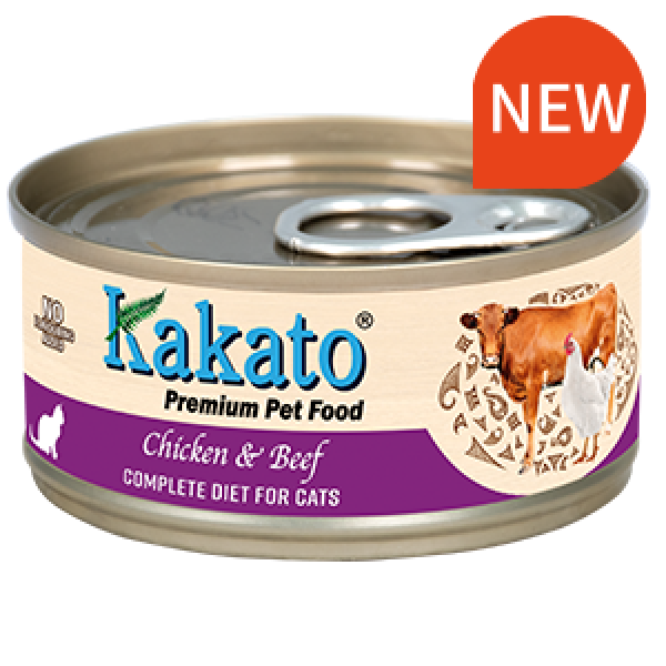 Kakato Chicken and Beef For Cats 雞肉、牛肉貓主食罐頭70g X24