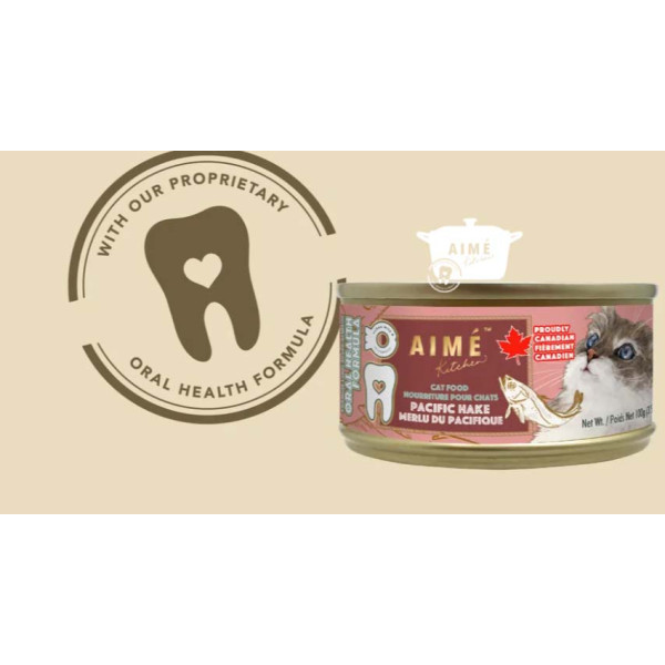 Aime Kitchen Oral Health Wet Food Pacific Hake For Cats 太平洋鱈魚護齒罐頭 100g X24