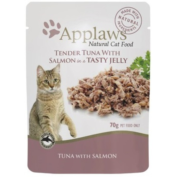 Applaws Tuna with Salmon in Jelly For Cats 吞拿魚加三文魚天然肉絲果凍貓配方餐包 70g X16