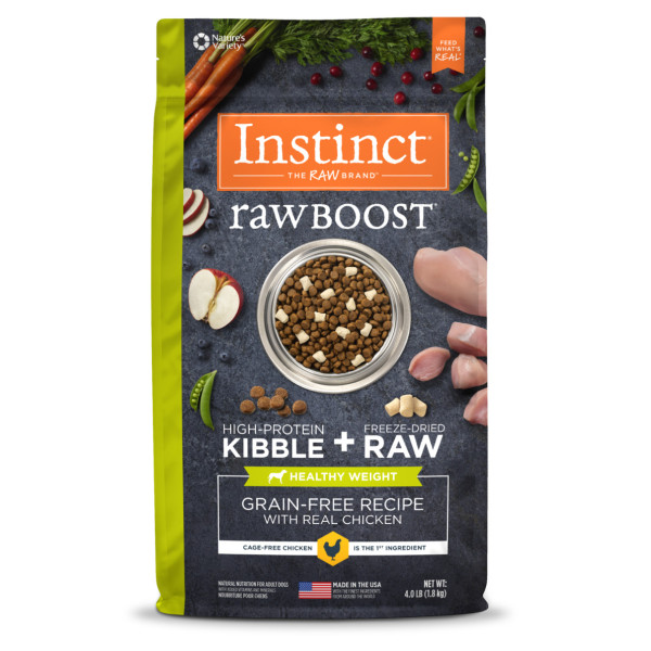 Instinct Raw Boost Grain-Free Recipe Real Chicken Recipe Healthy Weight For Dogs本能無穀物 + 凍乾生肉粒體重控制狗糧 4lbs