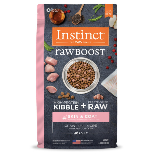 Instinct Raw Boost Grain-Free Real Chicken Recipe Skin & Coat Health For Dogs本能無穀物 + 凍乾生肉粒皮膚毛髮雞肉健康狗糧 4lbs