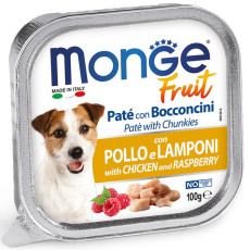 Monge Paté and Chunkies Chicken and Raspberry Dog Wet Food 雞肉山莓狗濕糧餐盒 100g