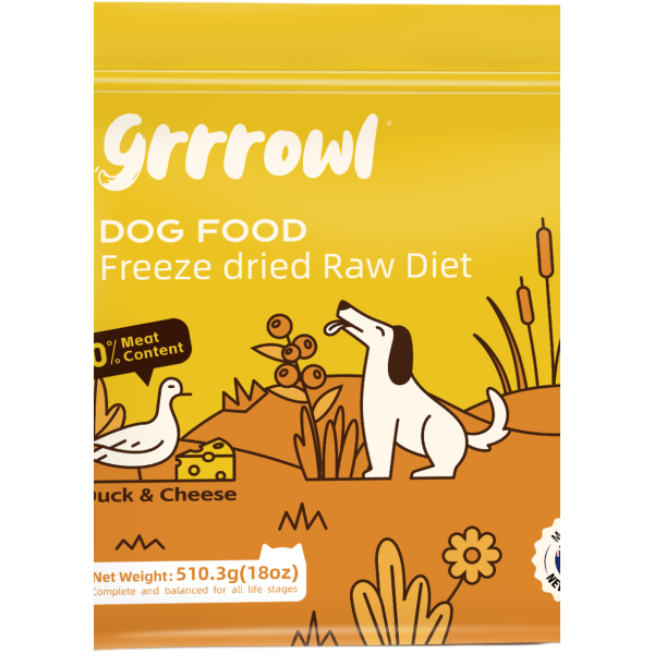 Grrrowl Freeze Dried Raw Duck & Cheese For Dogs 犬用凍乾鴨肉及芝士生肉糧 510g X4
