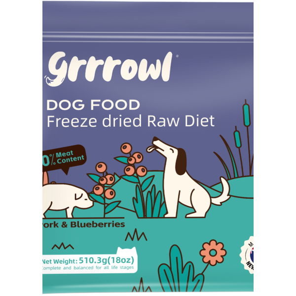 Grrrowl Freeze Dried Raw Pork & Blueberries For Dogs 犬用凍乾豬肉及藍莓生肉糧 170g