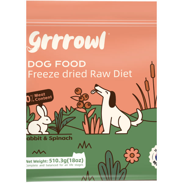 Grrrowl Freeze Dried Raw Rabbit & Spinach For Dogs 犬用凍乾兔肉及菠菜生肉糧 510g X4