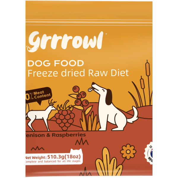 Grrrowl Freeze Dried Raw Venison & Raspberries For Dogs 犬用凍乾鹿肉及紅桑子生肉糧 510g