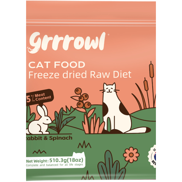 Grrrowl Freeze Dried Raw Rabbit & Spinach For Cats 貓用凍乾兔肉及菠菜生肉糧 170g
