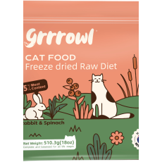 Grrrowl Freeze Dried Raw Rabbit & Spinach For Cats 貓用凍乾兔肉及菠菜生肉糧 510g X4
