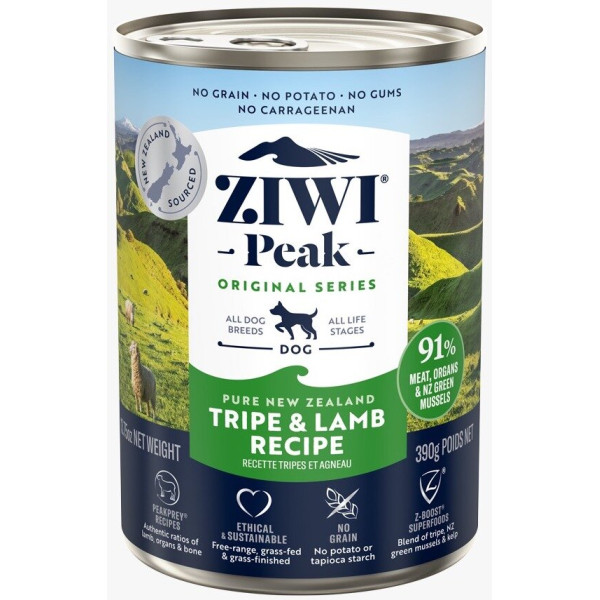 Ziwi Peak Moist Tripe & Lamb For Dogs 羊肉+草胃狗罐頭 390g (13.75oz) X 12 罐