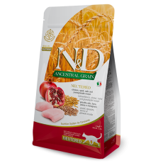 Farmina Natural & Delicious Low Ancestral Grain Chicken & Pomegranate Neutered for Cats 天然低穀雞肉石榴絕育成貓糧 1.5kg
