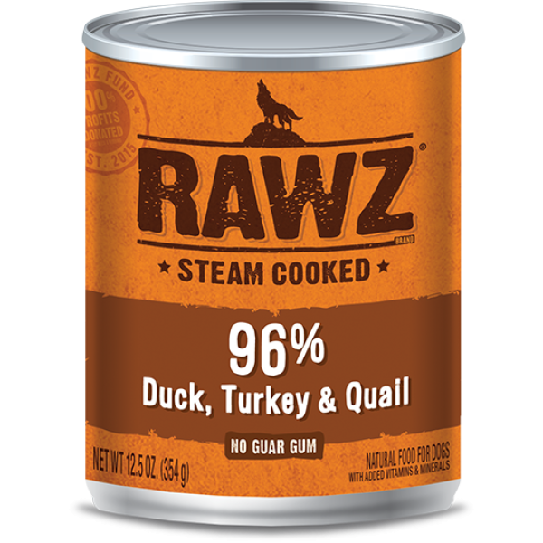 Rawz 96% Duck 、Turkey & Quail Pate Dog Can Food  鴨、火雞及鵪鶉全犬罐頭 354g X 12