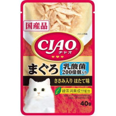 CIAO Pouch for cats Lactic Acid Bacteria Tuna with scissors Scallop flavor 吞拿魚, 雞肉 帶子味 (乳酸菌) 40g X16